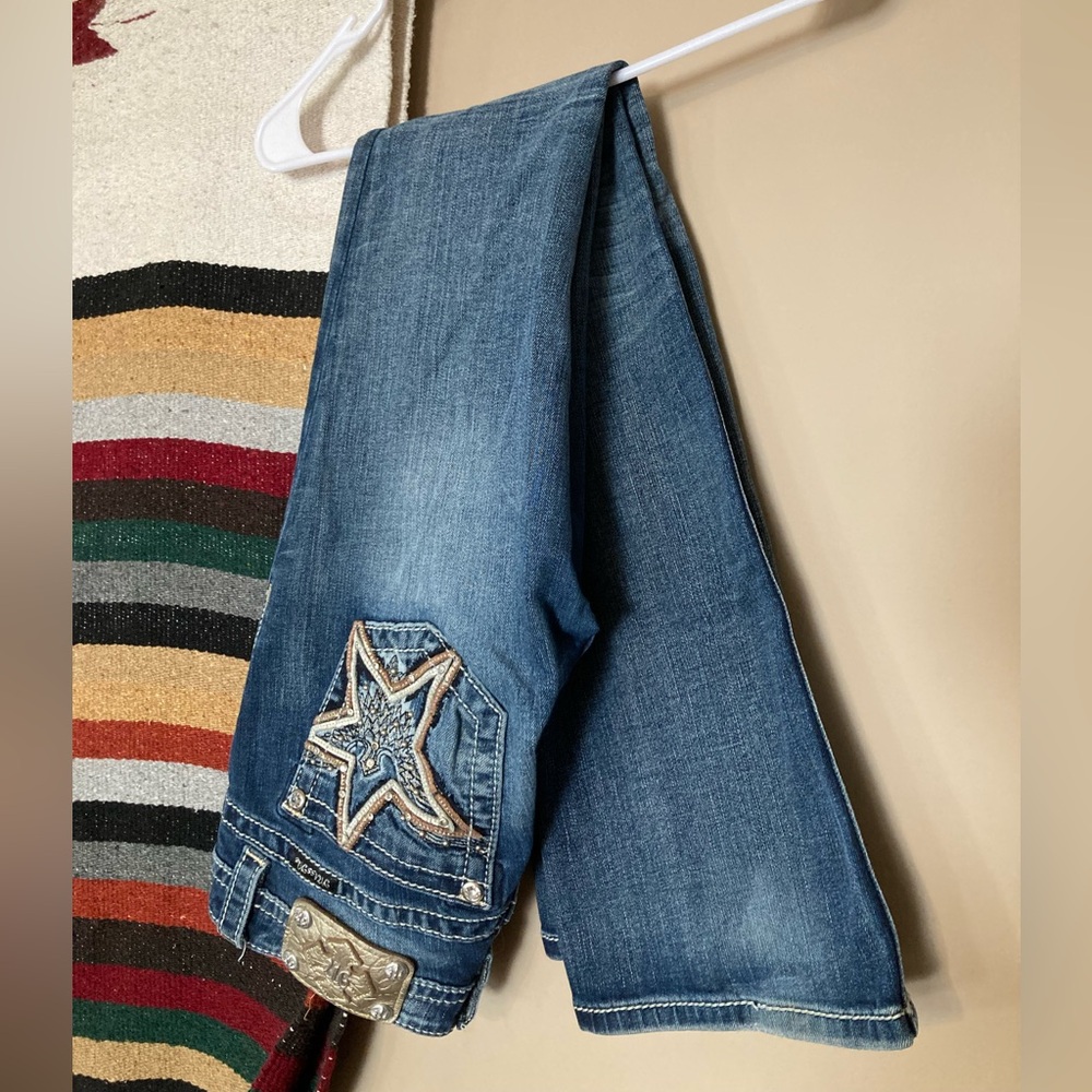 Miss Me Denim Boot Cut Jeans with Star Detail